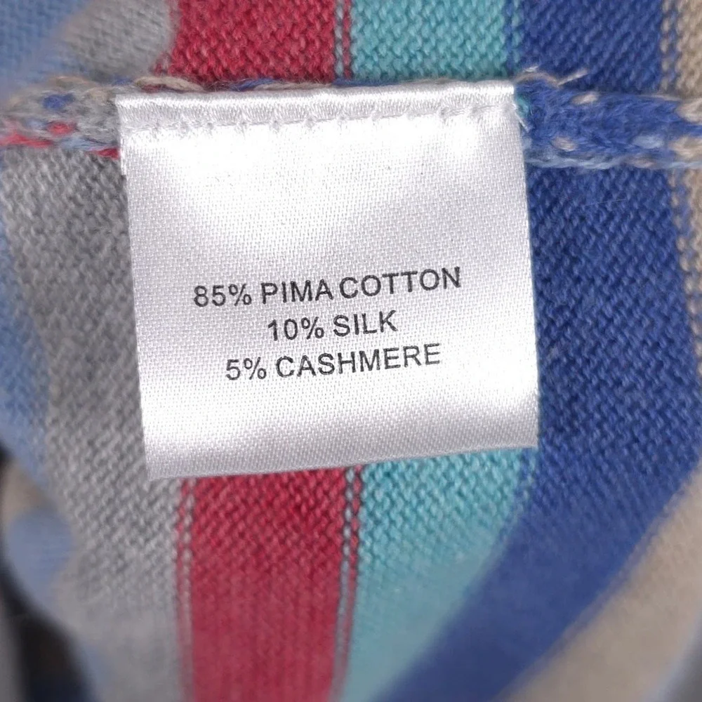 PETER MILLAR SILK CASHMERE PIMA COTTON‎ Size M Striped 1/4 Zip Pullover Sweater